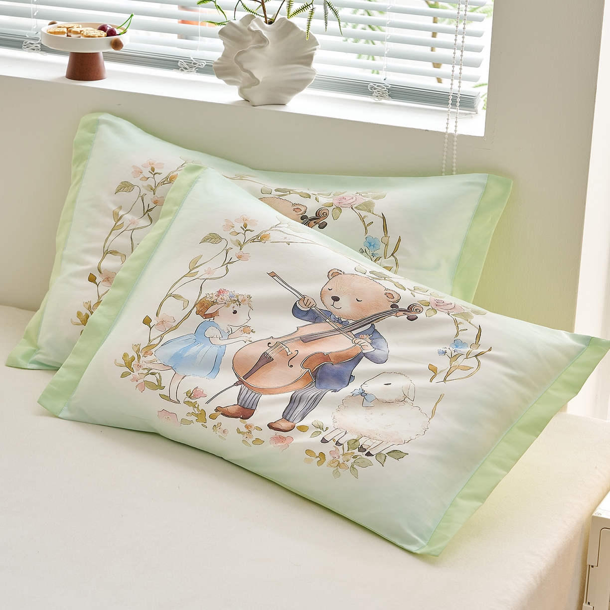 91家纺网 家纺一手货源 找家纺 乐可 2025新款全棉60支儿童枕套 TM幸福满屋