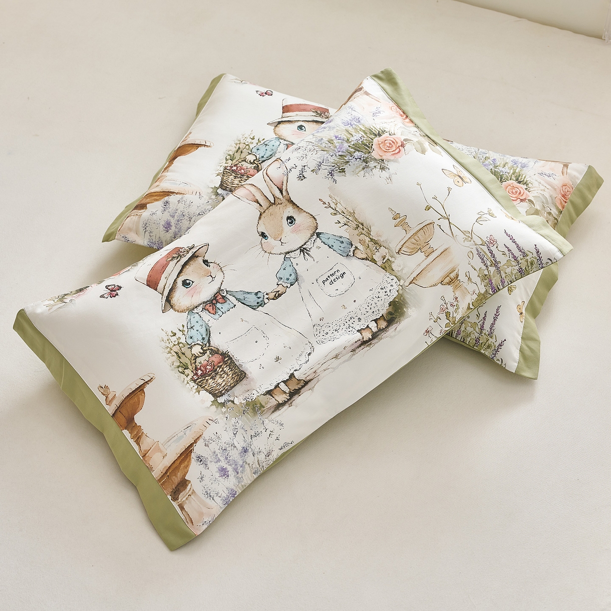 91家纺网 家纺一手货源 找家纺 乐可 2025新款全棉60支儿童枕套 TM蝶舞飞扬