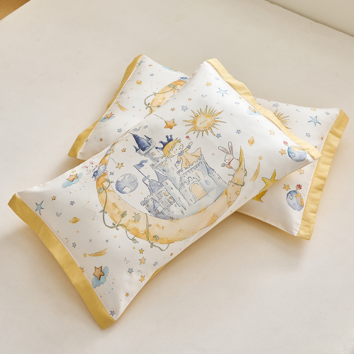 91家纺网 家纺一手货源 找家纺 乐可 2025新款全棉60支儿童枕套 TM小王子