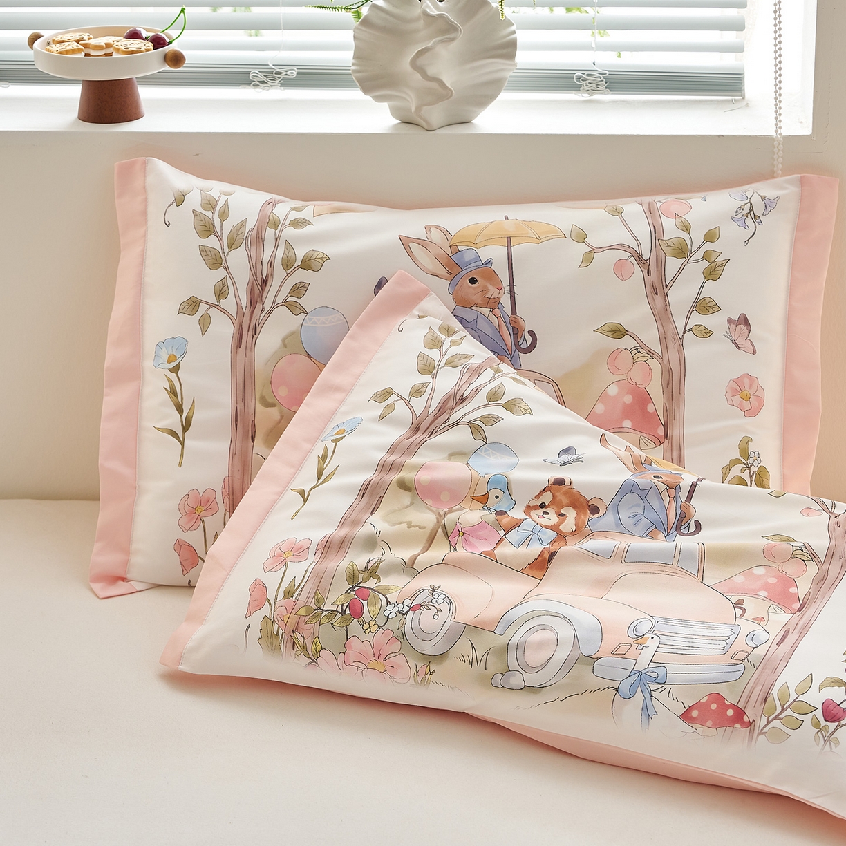 91家纺网 家纺一手货源 找家纺 乐可 2025新款全棉60支儿童枕套 TM快乐巴士