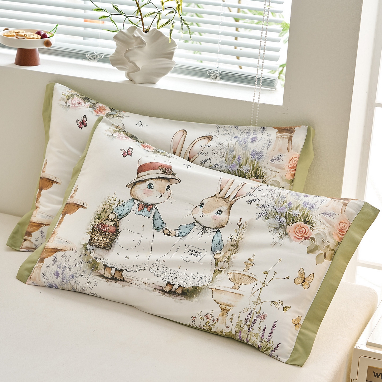 91家纺网 家纺一手货源 找家纺 乐可 2025新款全棉60支儿童枕套 TM蝶舞飞扬