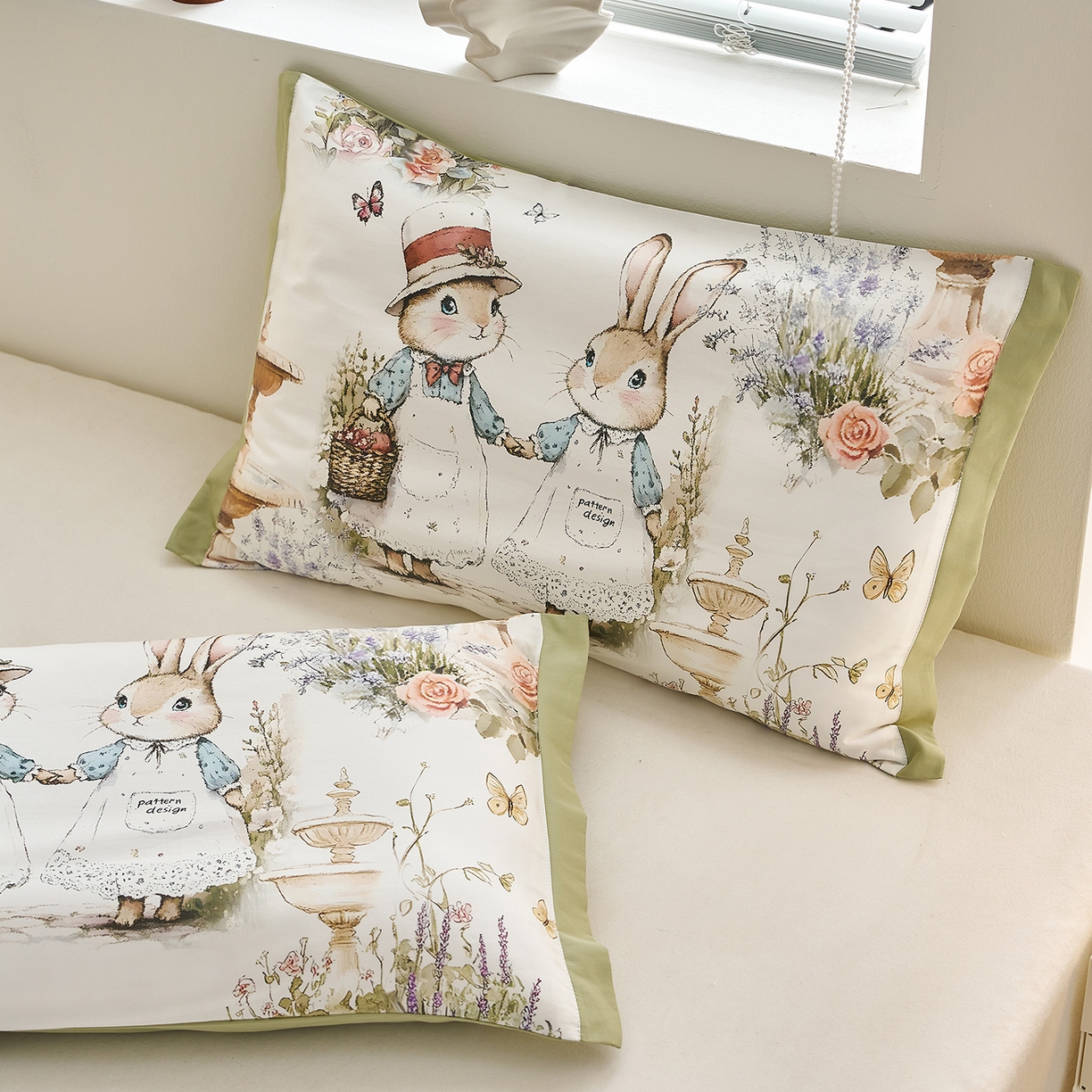 91家纺网 家纺一手货源 找家纺 乐可 2025新款全棉60支儿童枕套 TM蝶舞飞扬