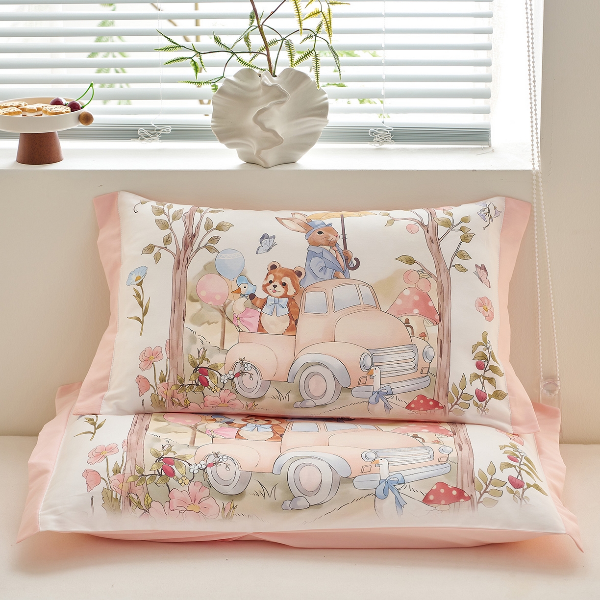 91家纺网 家纺一手货源 找家纺 乐可 2025新款全棉60支儿童枕套 TM快乐巴士