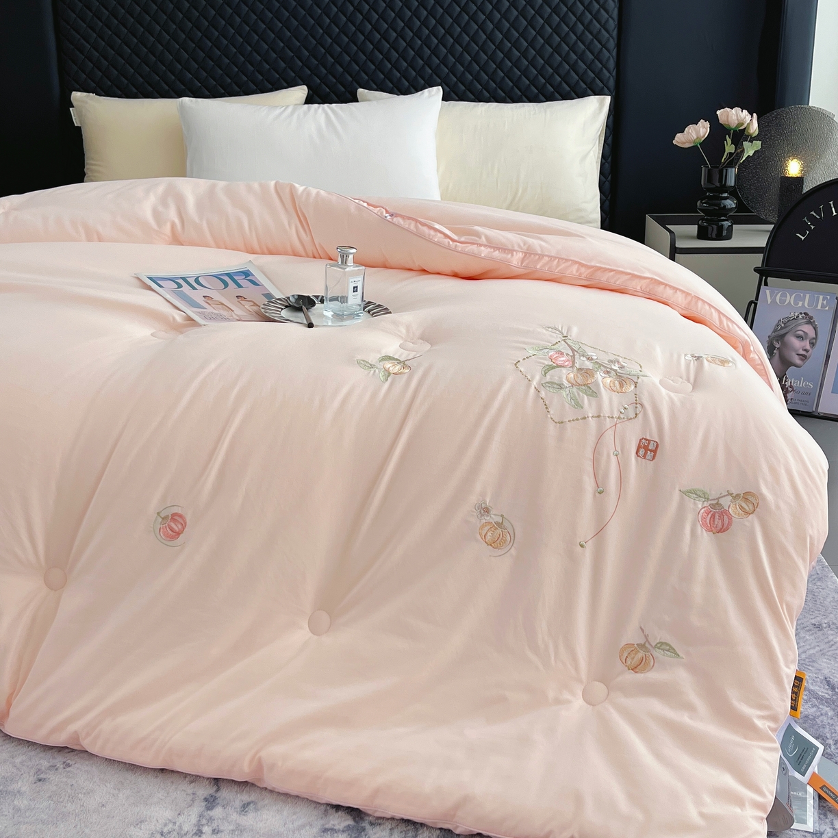 91家纺网 家纺一手货源 找家纺 （总）仲旺居家纺 2025新款云绒棉绣花冬被中式柿柿如意婚嫁立体边被子被芯四季被