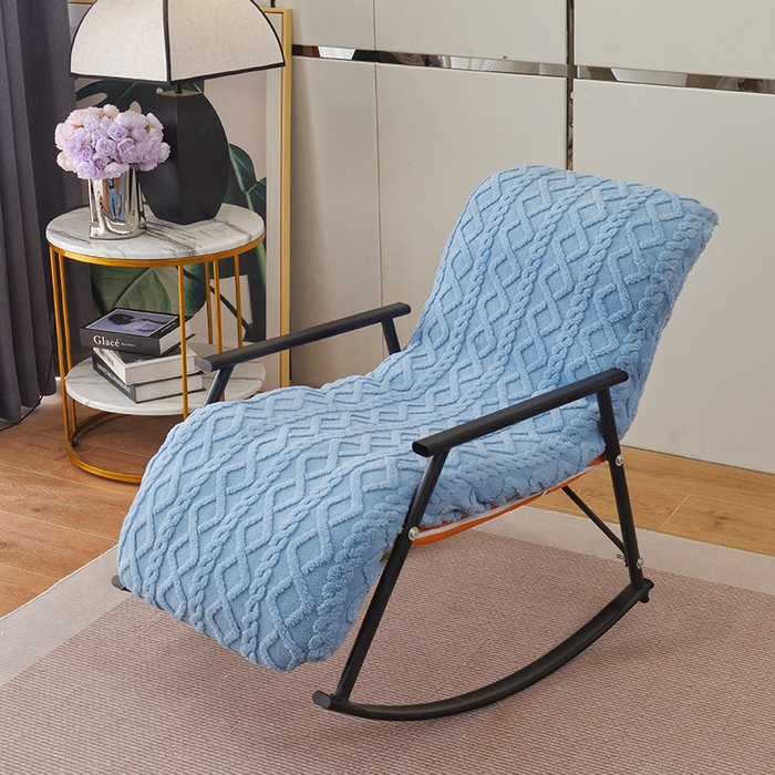 91家纺网 家纺一手货源 找家纺 启博家纺 2025新款提花保暖绒单人躺椅套 天蓝 单人躺椅套