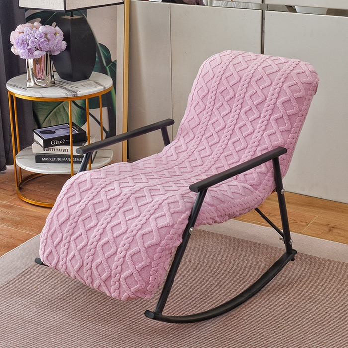 91家纺网 家纺一手货源 找家纺 启博家纺 2025新款提花保暖绒单人躺椅套 桃粉 单人躺椅套