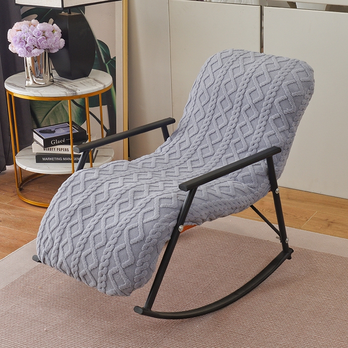 91家纺网 家纺一手货源 找家纺 启博家纺 2025新款提花保暖绒单人躺椅套 灰色 单人躺椅套