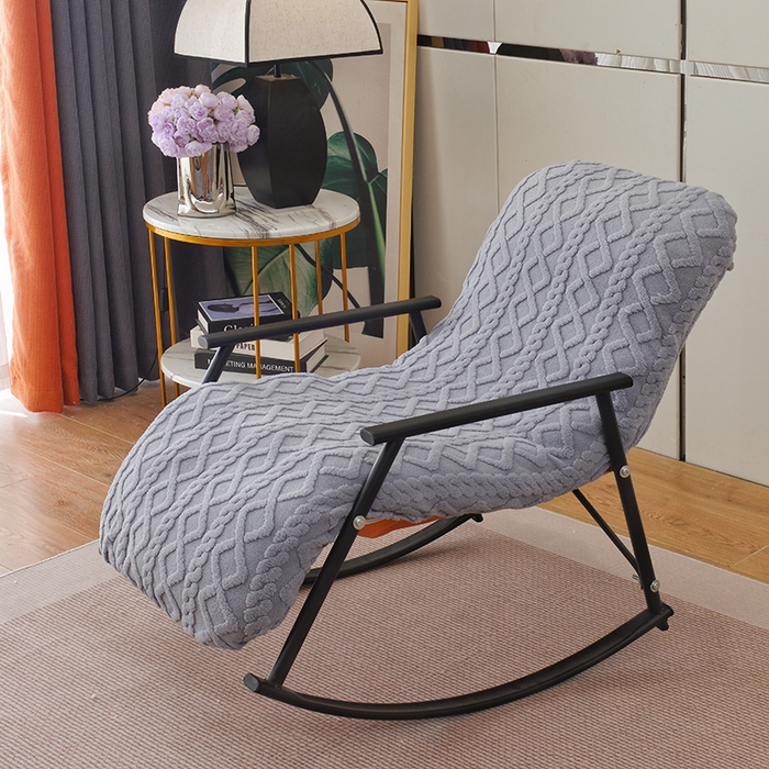 91家纺网 家纺一手货源 找家纺 启博家纺 2025新款提花保暖绒单人躺椅套 灰色 单人躺椅套