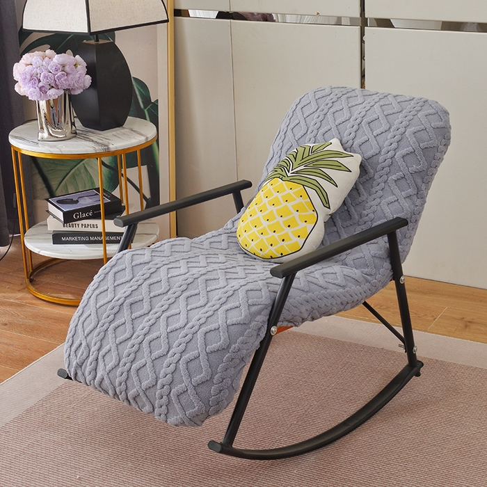 91家纺网 家纺一手货源 找家纺 启博家纺 2025新款提花保暖绒单人躺椅套 灰色 单人躺椅套