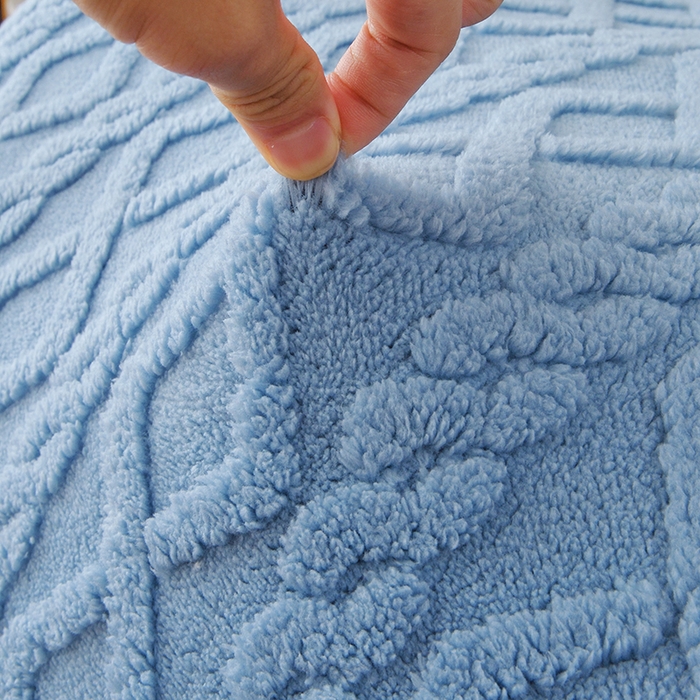 91家纺网 家纺一手货源 找家纺 启博家纺 2025新款提花保暖绒单人躺椅套 天蓝 单人躺椅套