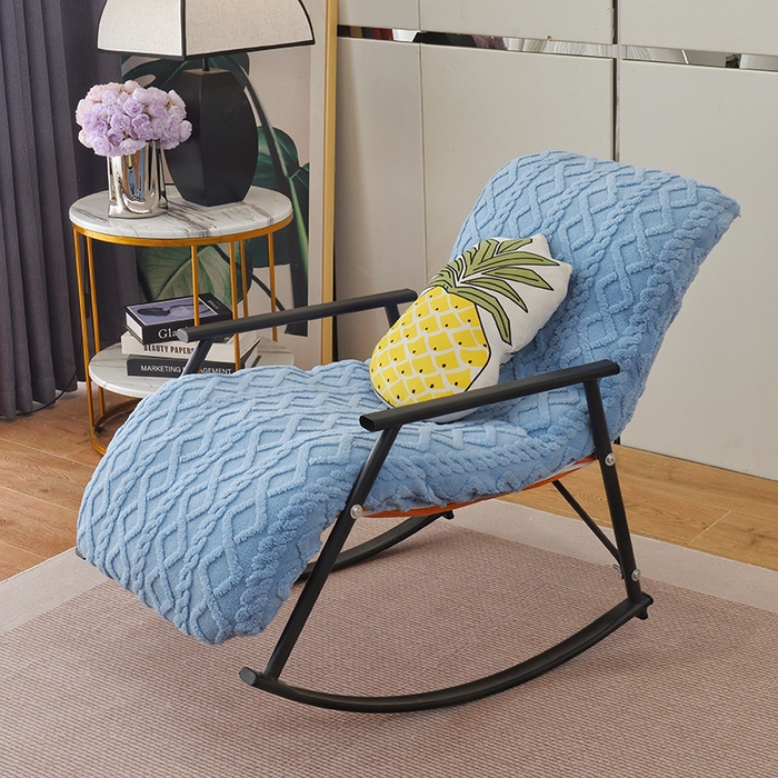 91家纺网 家纺一手货源 找家纺 启博家纺 2025新款提花保暖绒单人躺椅套 天蓝 单人躺椅套