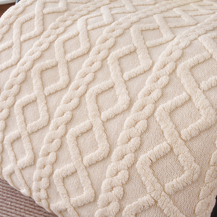 91家纺网 家纺一手货源 找家纺 启博家纺 2025新款提花保暖绒单人躺椅套 米白 单人躺椅套