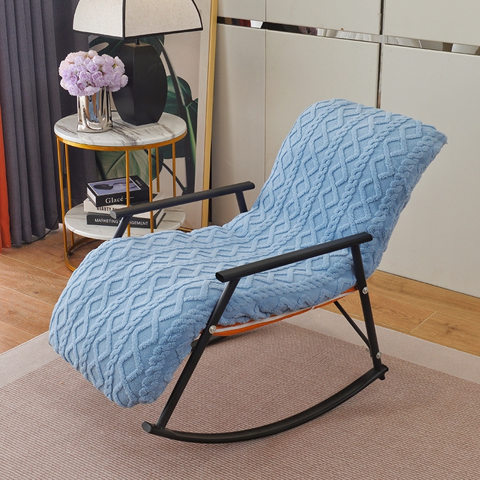 91家纺网 家纺一手货源 找家纺 启博家纺 2025新款提花保暖绒单人躺椅套 天蓝 单人躺椅套