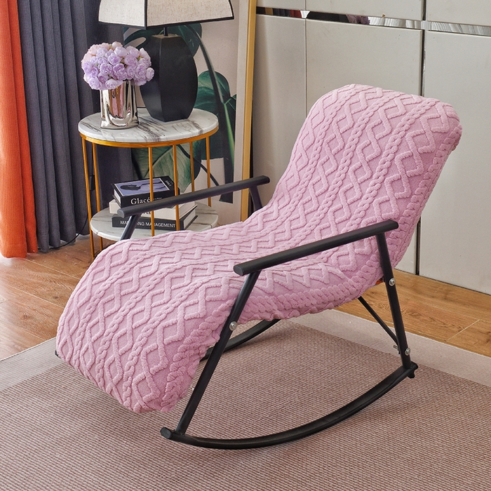 91家纺网 家纺一手货源 找家纺 启博家纺 2025新款提花保暖绒单人躺椅套 桃粉 单人躺椅套