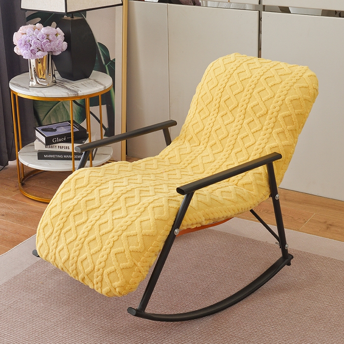 启博家纺 2025新款提花保暖绒单人躺椅套 黄色 单人躺椅套