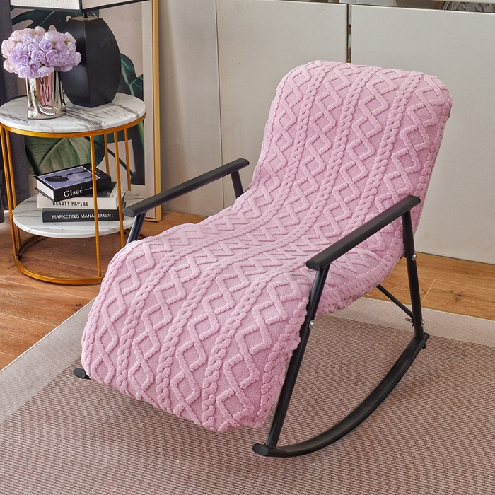 91家纺网 家纺一手货源 找家纺 启博家纺 2025新款提花保暖绒单人躺椅套 桃粉 单人躺椅套