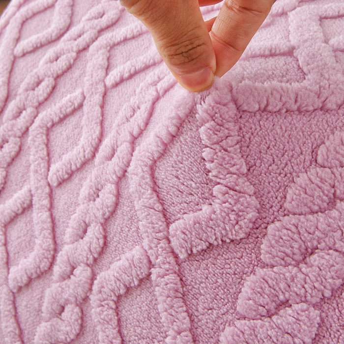 91家纺网 家纺一手货源 找家纺 启博家纺 2025新款提花保暖绒单人躺椅套 桃粉 单人躺椅套