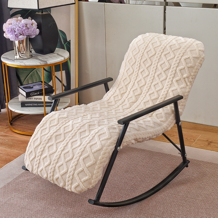 启博家纺 2025新款提花保暖绒单人躺椅套 米白 单人躺椅套