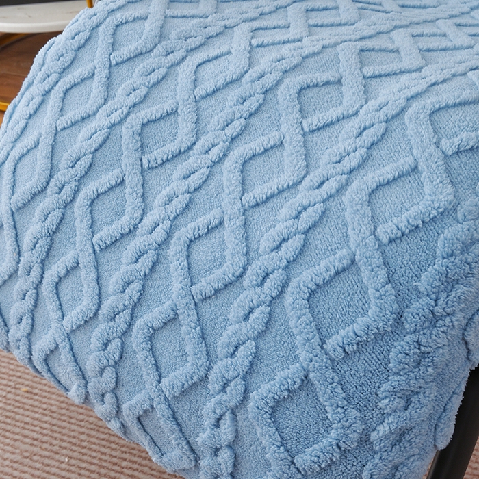 91家纺网 家纺一手货源 找家纺 启博家纺 2025新款提花保暖绒单人躺椅套 天蓝 单人躺椅套