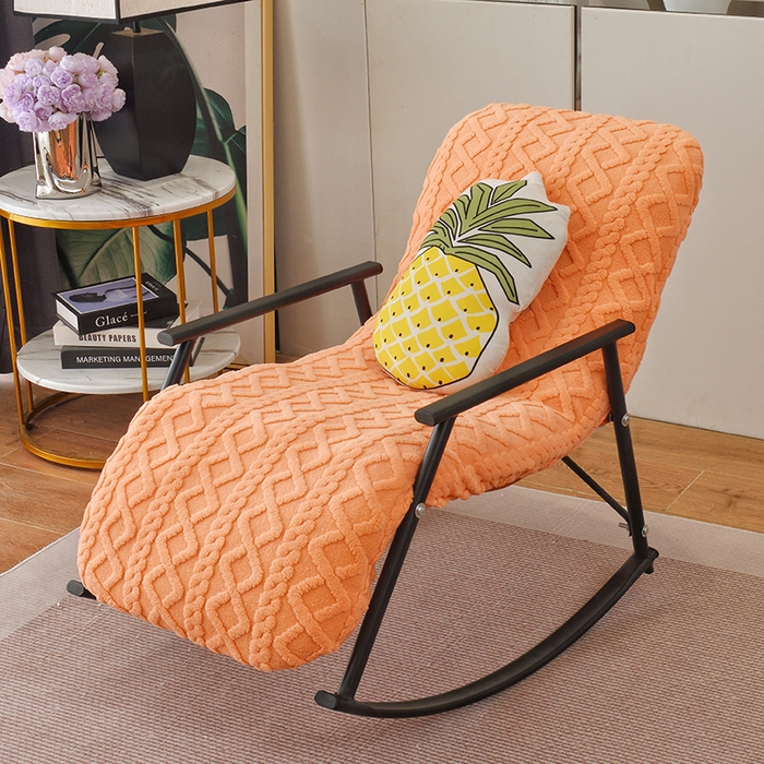 91家纺网 家纺一手货源 找家纺 启博家纺 2025新款提花保暖绒单人躺椅套 橙色 单人躺椅套