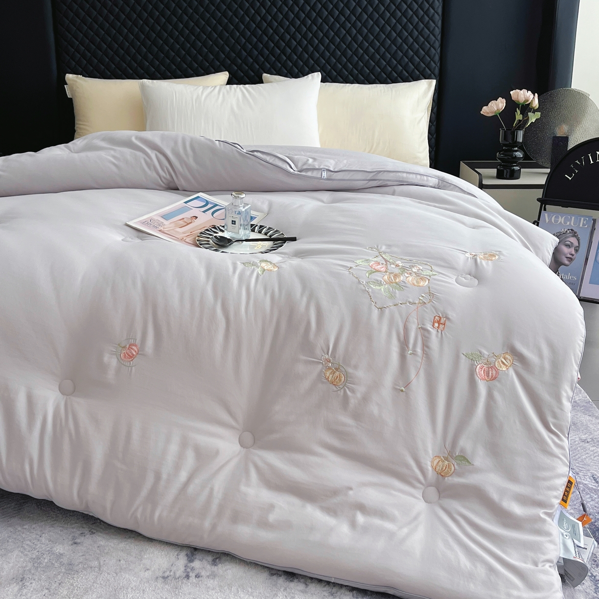 91家纺网 家纺一手货源 找家纺 （总）仲旺居家纺 2025新款云绒棉绣花冬被中式柿柿如意婚嫁立体边被子被芯四季被