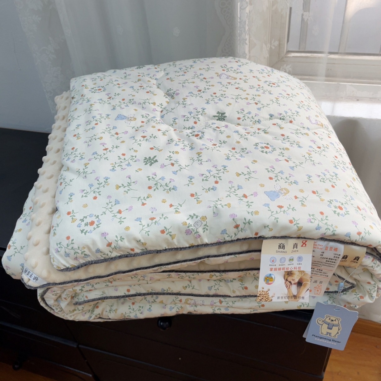 91家纺网 家纺一手货源 找家纺 暖居 2025新款麻绳款嵌条纯棉春秋豆豆被被子被芯四季通用 花环公主