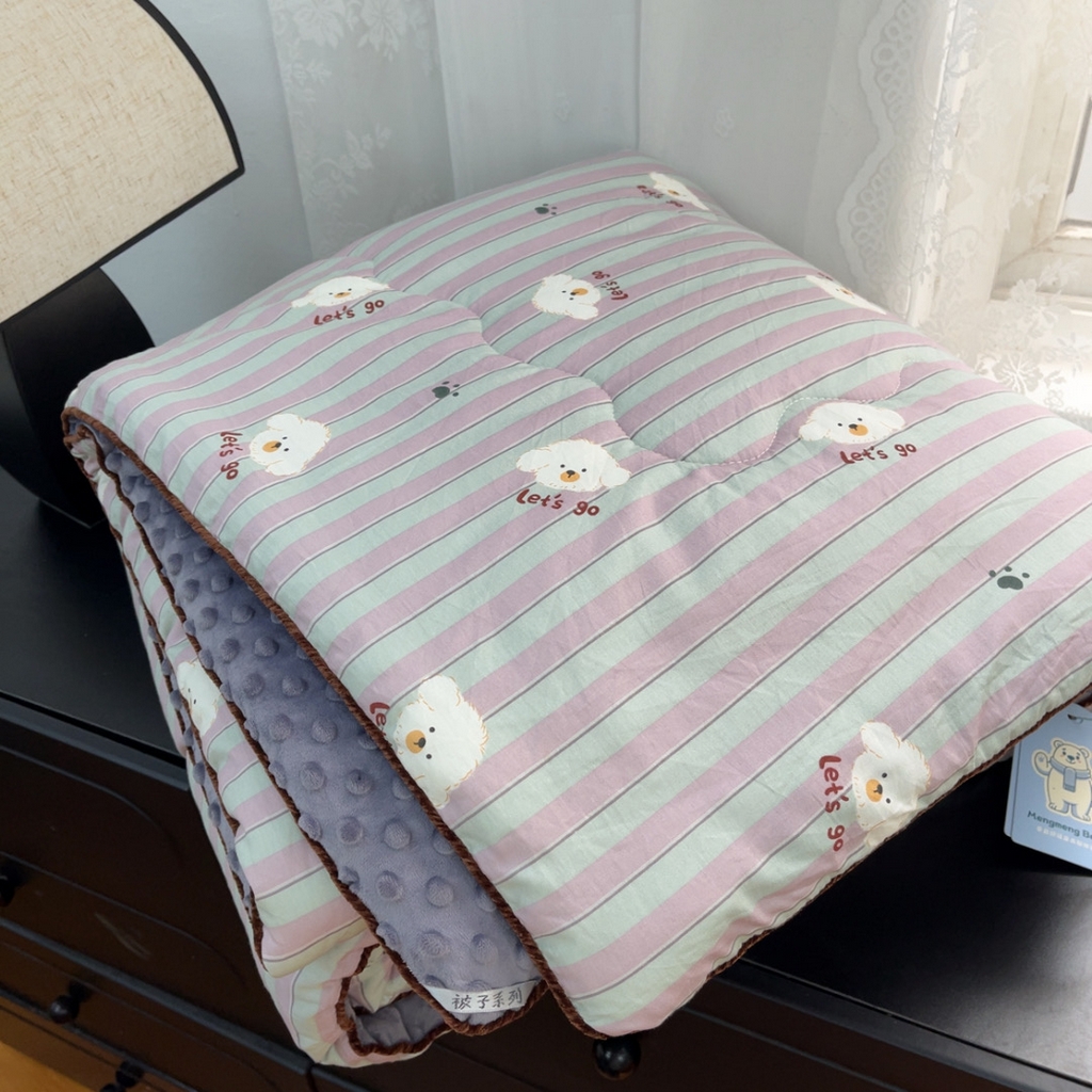 91家纺网 家纺一手货源 找家纺 暖居 2025新款麻绳款嵌条纯棉春秋豆豆被被子被芯四季通用 云朵