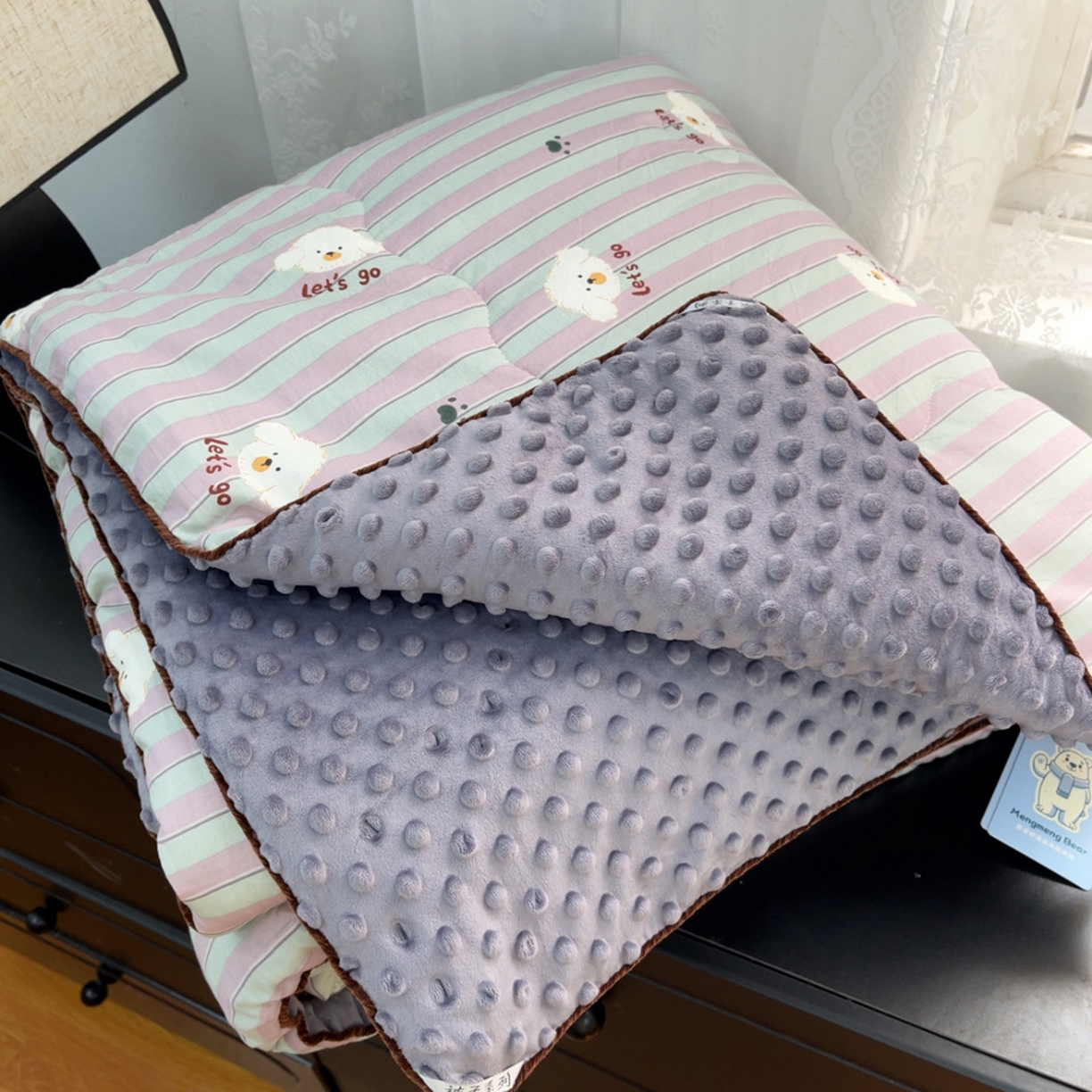 91家纺网 家纺一手货源 找家纺 暖居 2025新款麻绳款嵌条纯棉春秋豆豆被被子被芯四季通用 云朵