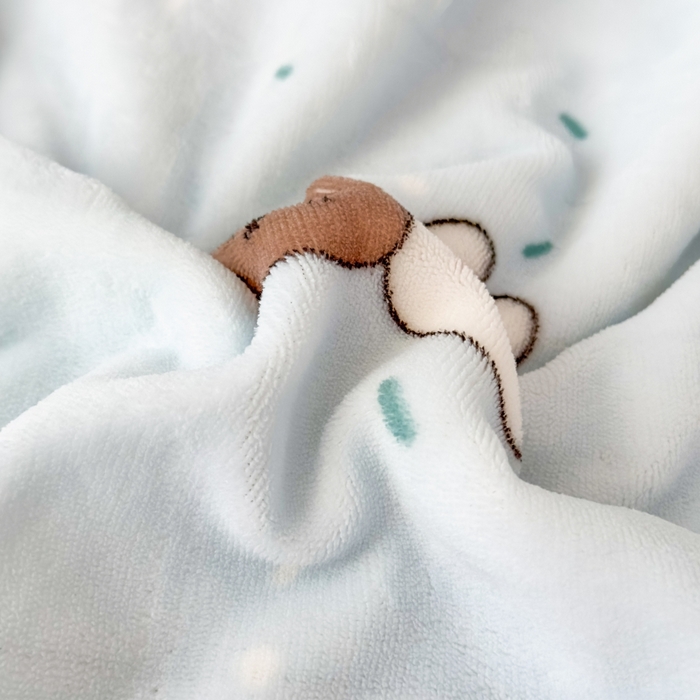 91家纺网 家纺一手货源 找家纺 花满路 2025新款小清新羊羔绒毛毯毯子 可可熊兔