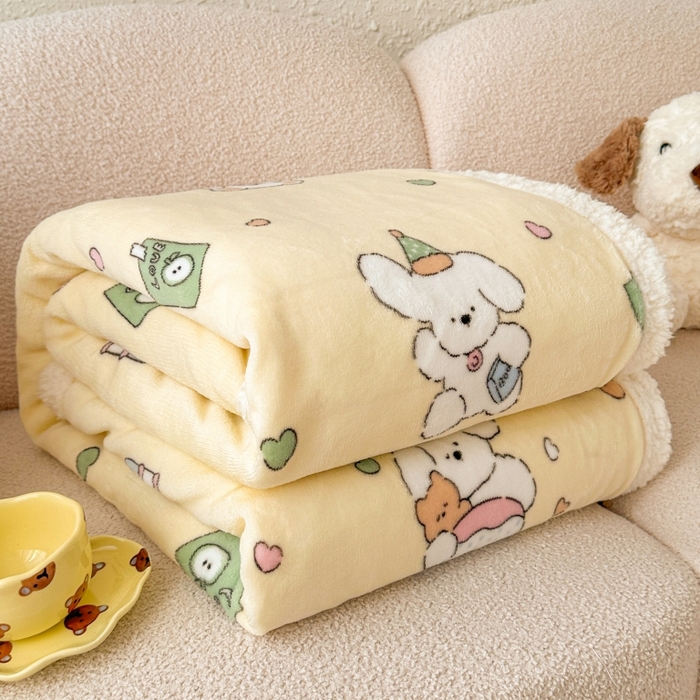 91家纺网 家纺一手货源 找家纺 花满路 2025新款小清新羊羔绒毛毯毯子 绵绵熊仔