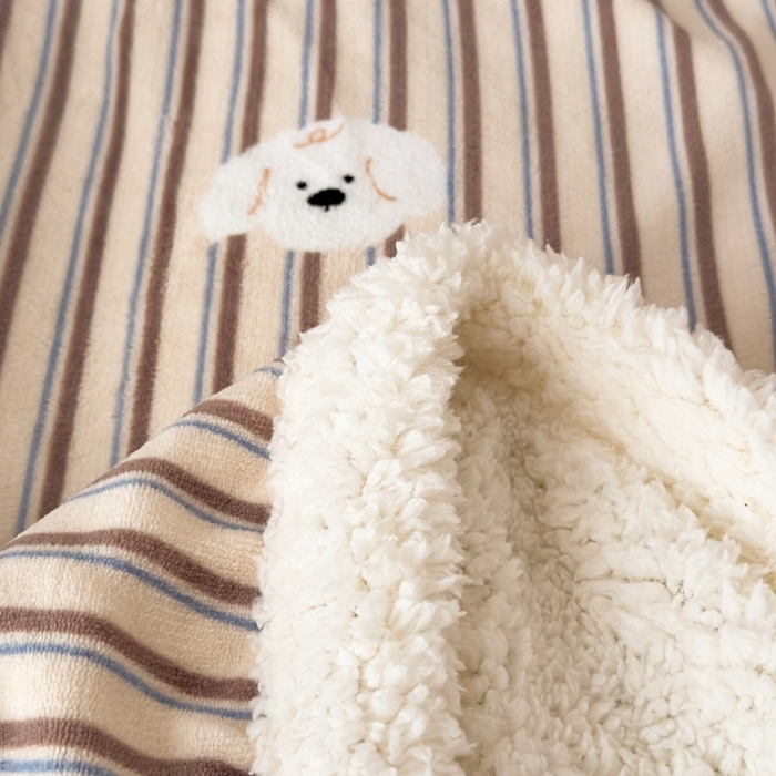 91家纺网 家纺一手货源 找家纺 花满路 2025新款小清新羊羔绒毛毯毯子 线条小狗