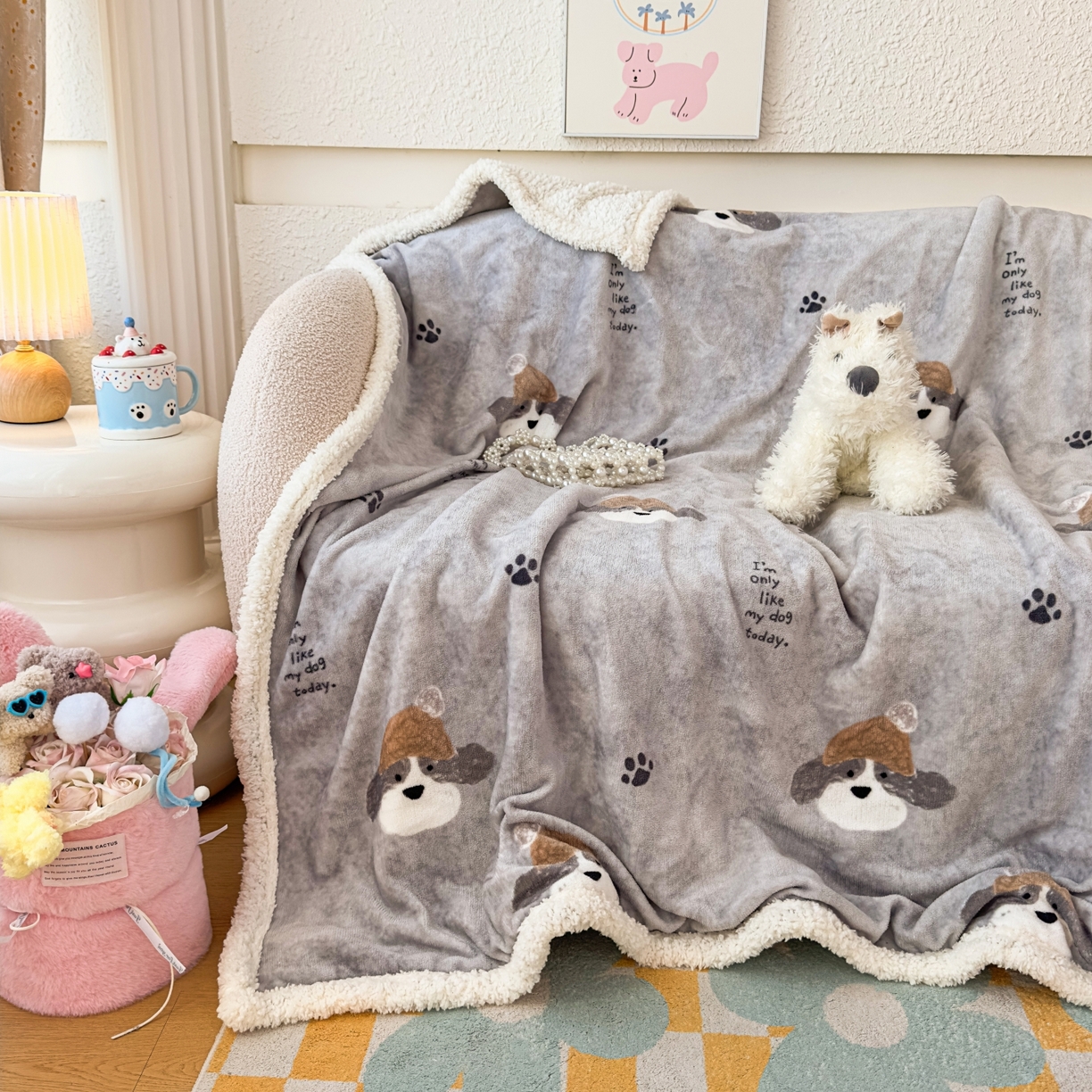 91家纺网 家纺一手货源 找家纺 （总）花满路 2025新款小清新羊羔绒毛毯毯子