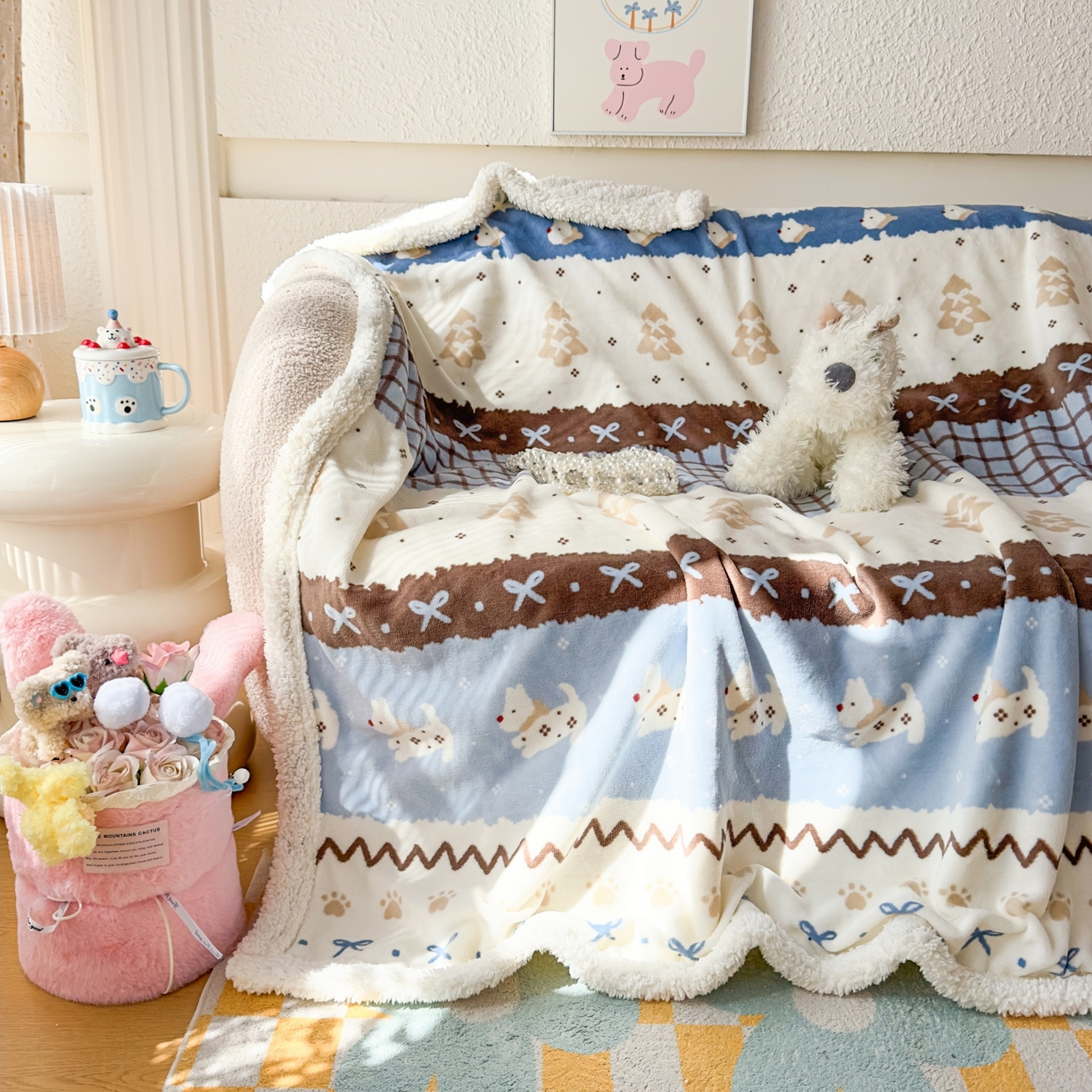 91家纺网 家纺一手货源 找家纺 （总）花满路 2025新款小清新羊羔绒毛毯毯子