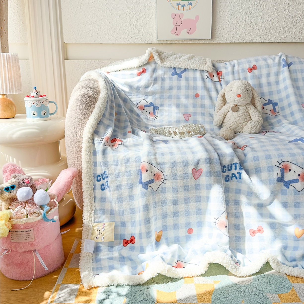 91家纺网 家纺一手货源 找家纺 （总）花满路 2025新款小清新羊羔绒毛毯毯子