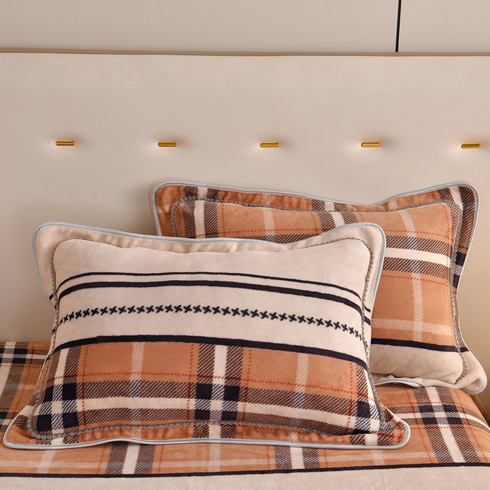 91家纺网 家纺一手货源 找家纺 雅芝蓝 2025新款8-9斤高克重印花牛奶绒四件套保暖绒套件直播爆款 暖橙格调