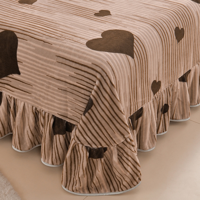 91家纺网 家纺一手货源 找家纺 雅芝蓝 2025新款8-9斤高克重印花牛奶绒四件套保暖绒套件直播爆款 棕心纹