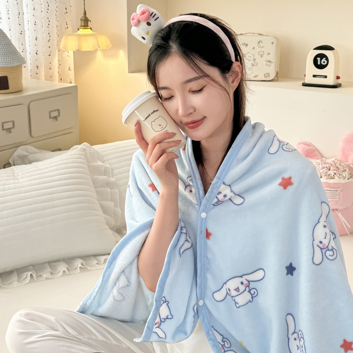 91家纺网 家纺一手货源 找家纺 花满路 2025新款亲肤舒适卡通系列毛毯 乖巧玉桂狗