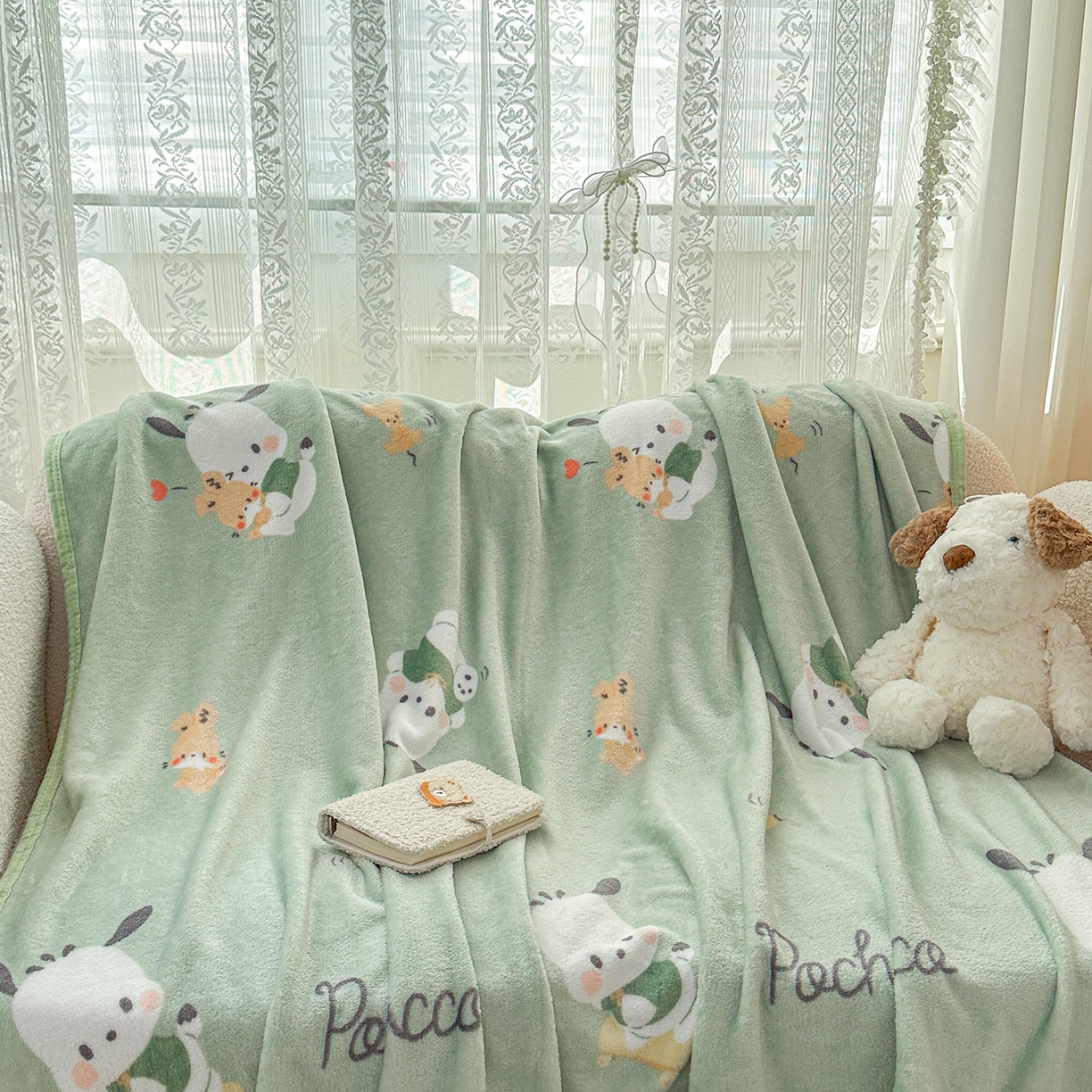 花满路 2025新款亲肤舒适卡通系列毛毯 滑板卡帕狗