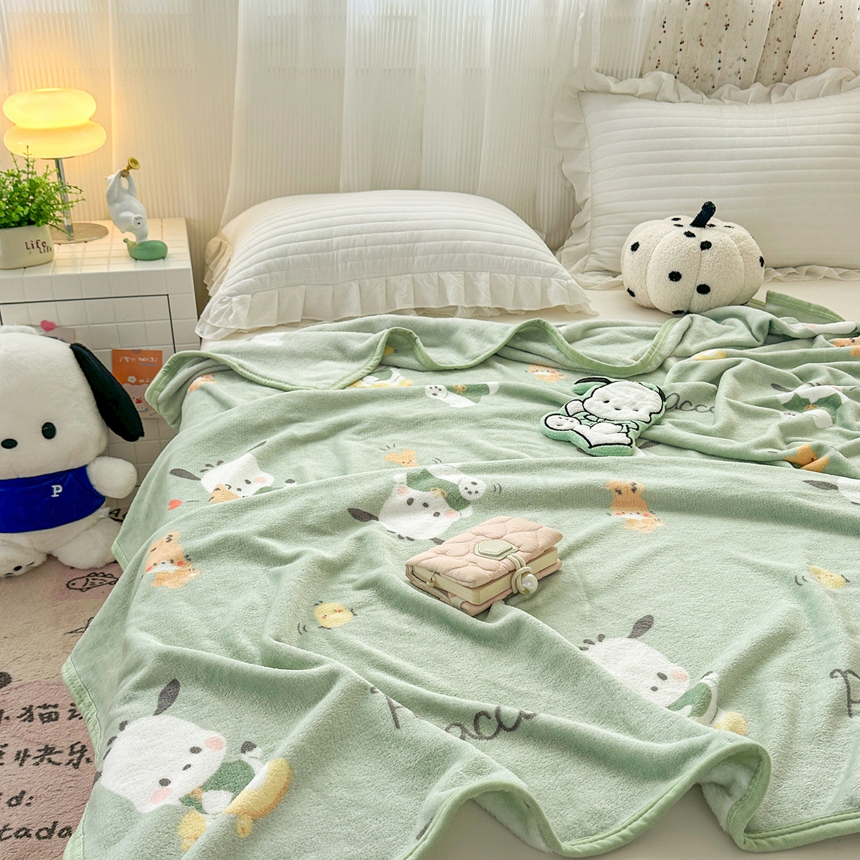 91家纺网 家纺一手货源 找家纺 花满路 2025新款亲肤舒适卡通系列毛毯 滑板卡帕狗