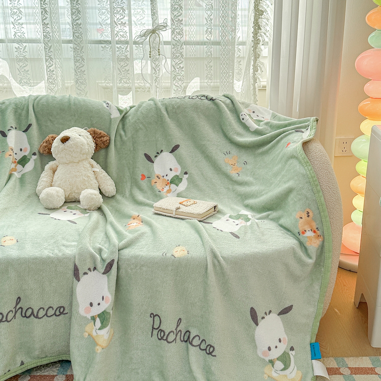 91家纺网 家纺一手货源 找家纺 花满路 2025新款亲肤舒适卡通系列毛毯 滑板卡帕狗