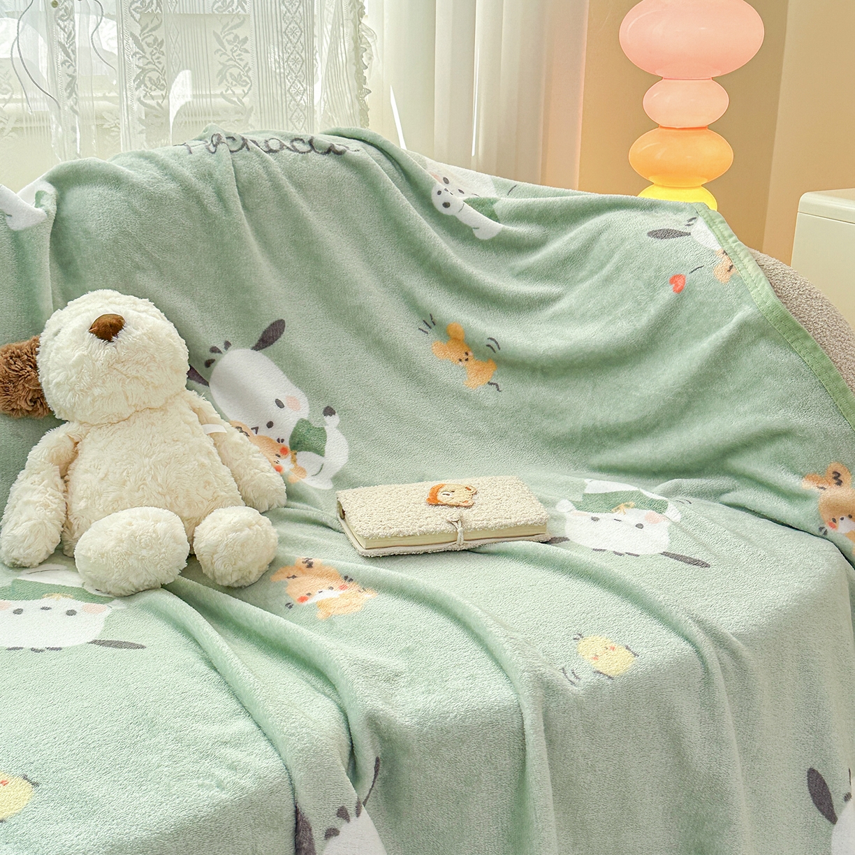 91家纺网 家纺一手货源 找家纺 花满路 2025新款亲肤舒适卡通系列毛毯 滑板卡帕狗