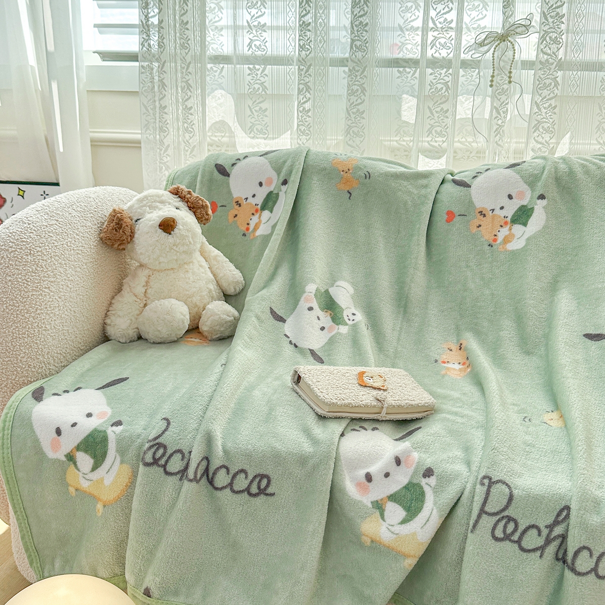 91家纺网 家纺一手货源 找家纺 花满路 2025新款亲肤舒适卡通系列毛毯 滑板卡帕狗