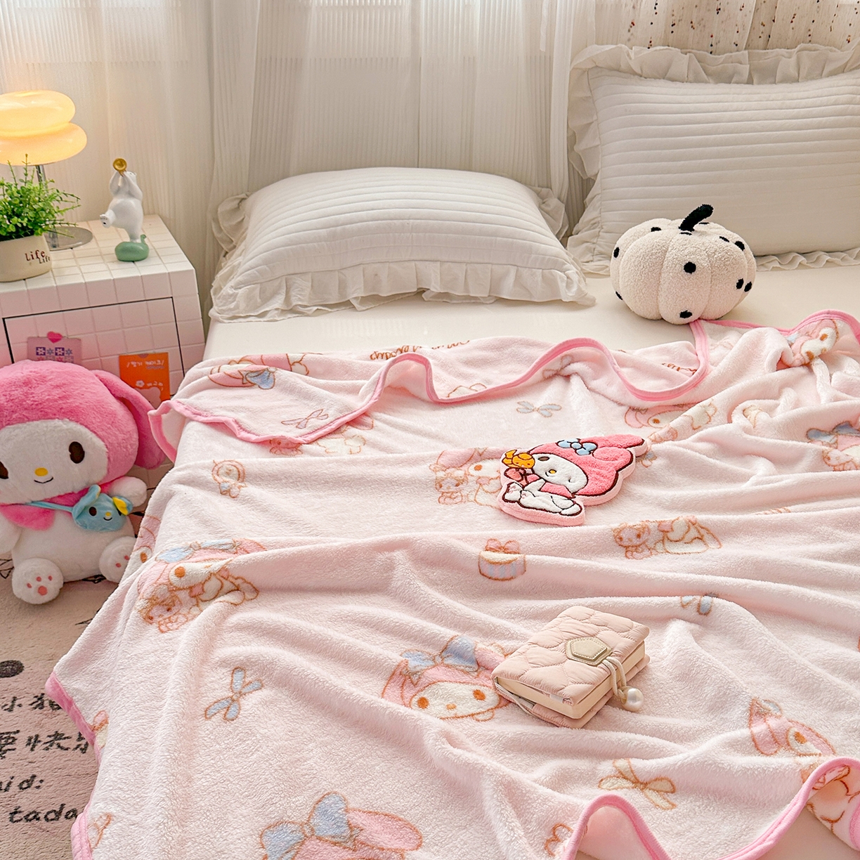 91家纺网 家纺一手货源 找家纺 花满路 2025新款亲肤舒适卡通系列毛毯 可爱美乐蒂