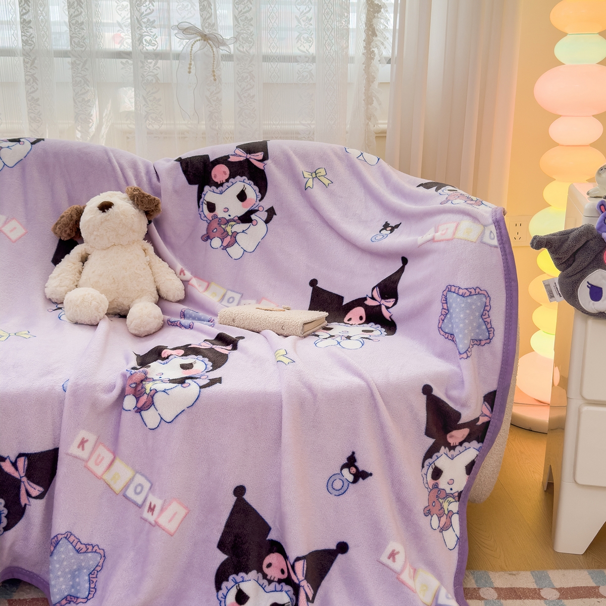 91家纺网 家纺一手货源 找家纺 花满路 2025新款亲肤舒适卡通系列毛毯 酷酷库洛米