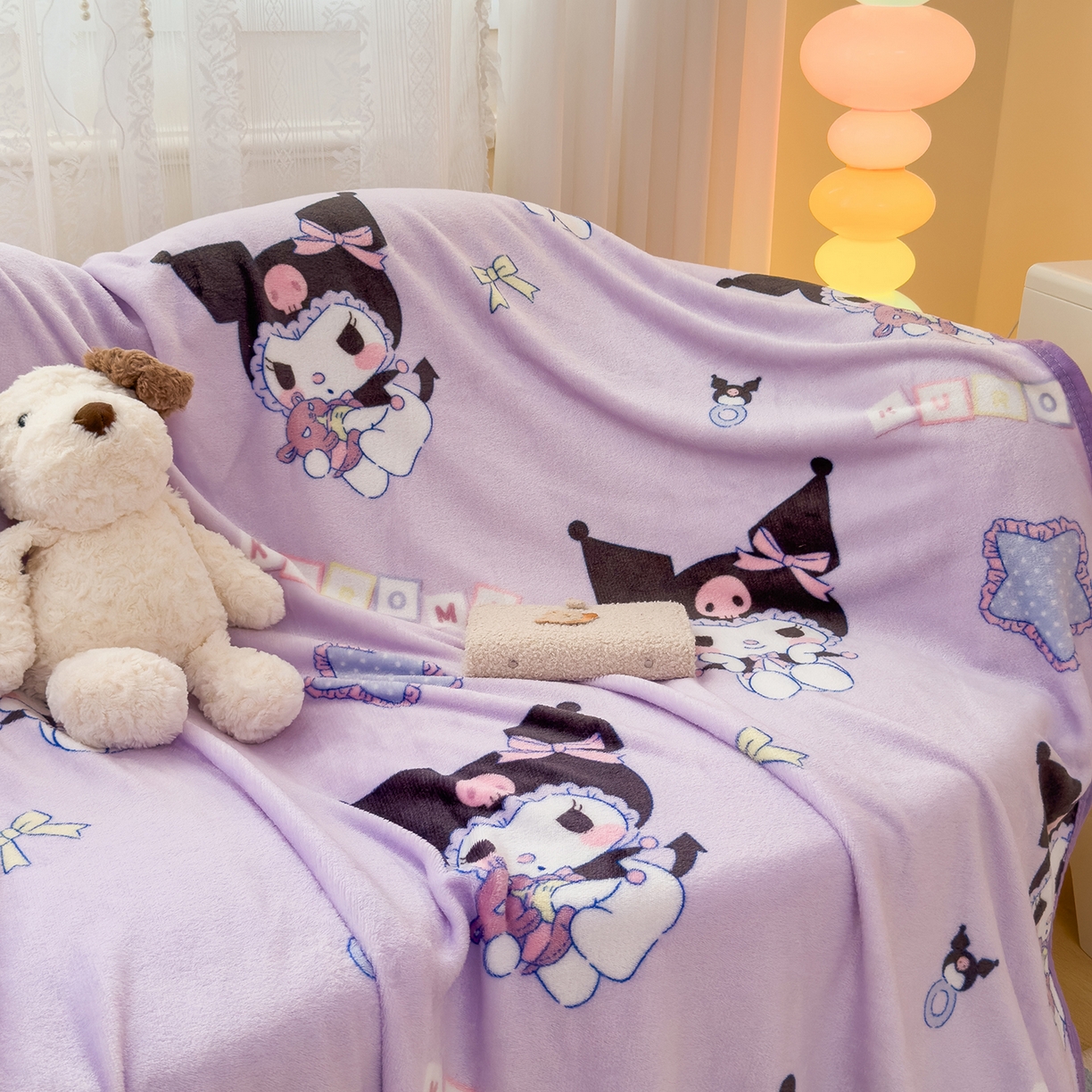 91家纺网 家纺一手货源 找家纺 花满路 2025新款亲肤舒适卡通系列毛毯 酷酷库洛米