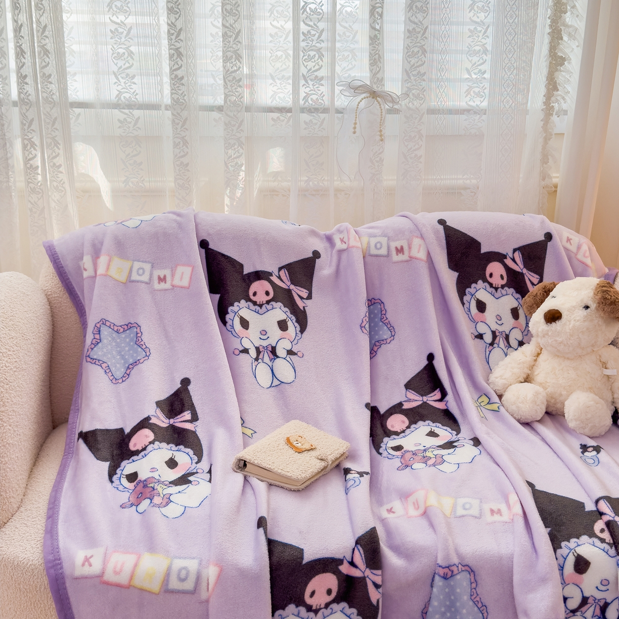 91家纺网 家纺一手货源 找家纺 花满路 2025新款亲肤舒适卡通系列毛毯 酷酷库洛米