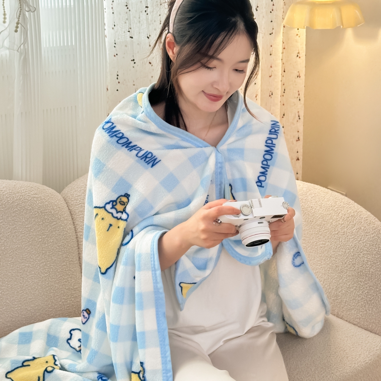 91家纺网 家纺一手货源 找家纺 花满路 2025新款亲肤舒适卡通系列毛毯 蓝格布丁狗