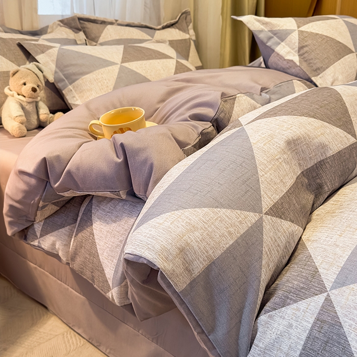 91家纺网 家纺一手货源 找家纺 丝芙妮家居（原乐视家纺） 2025新款全棉磨毛多规格单品套件系列-四件套 云漫-灰