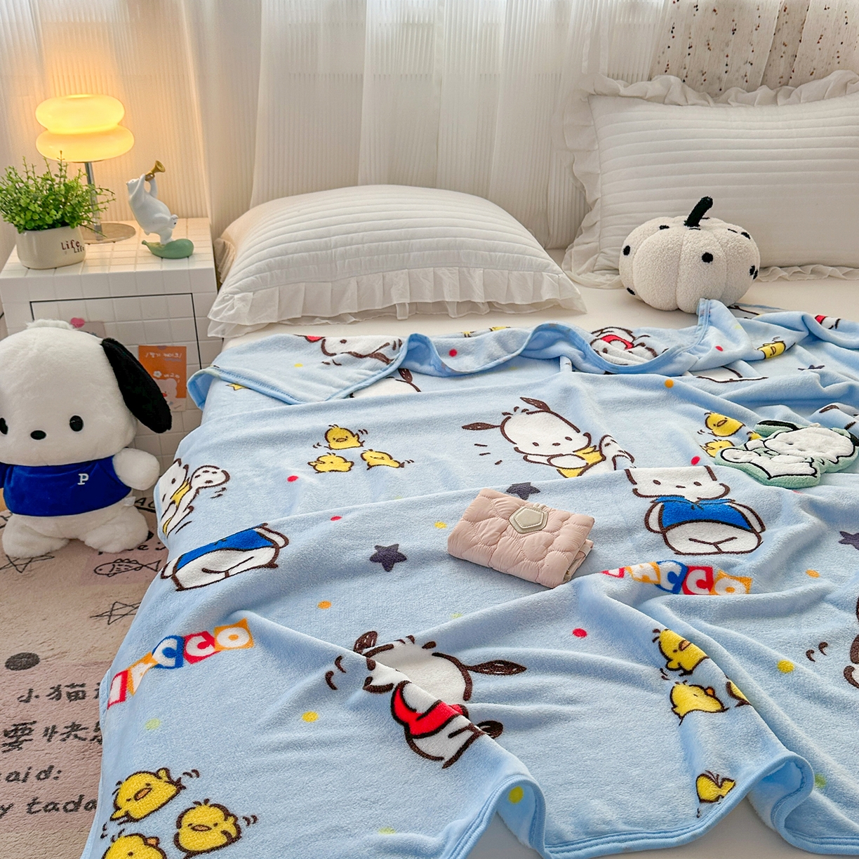 91家纺网 家纺一手货源 找家纺 花满路 2025新款亲肤舒适卡通系列毛毯 萌萌卡帕狗