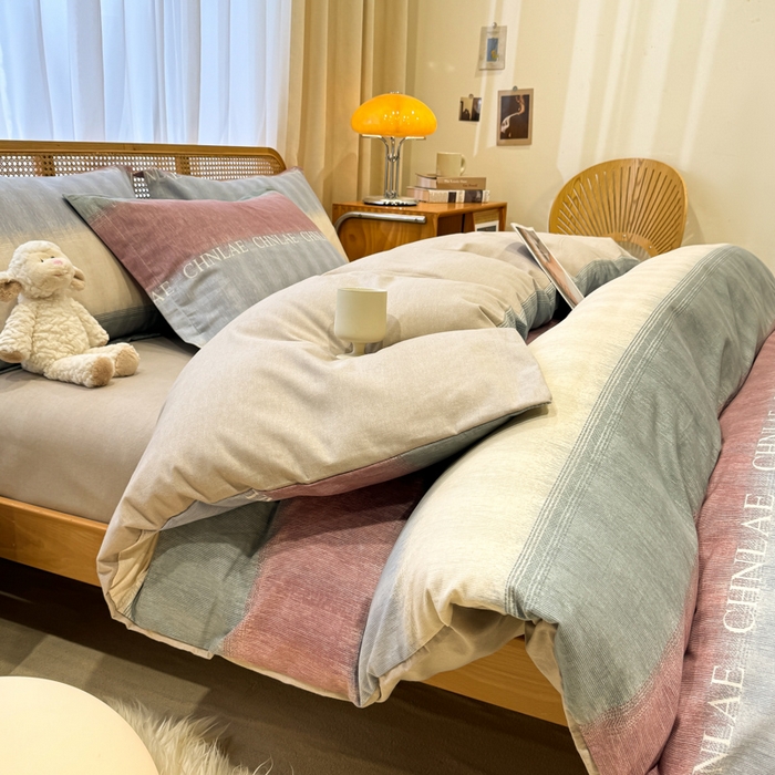 91家纺网 家纺一手货源 找家纺 丝芙妮家居（原乐视家纺） 2025新款全棉磨毛多规格单品套件系列-四件套 伊甸-灰